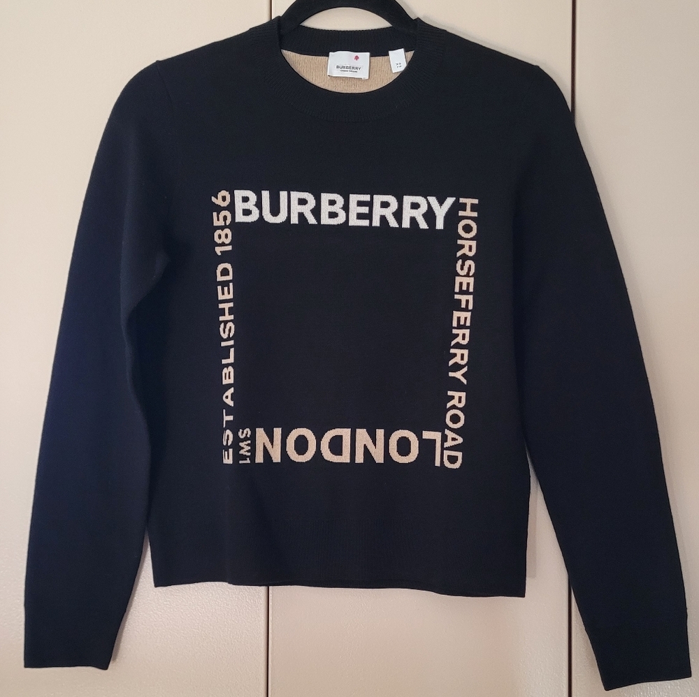 Burberry Women Black Knit Wool Sweater